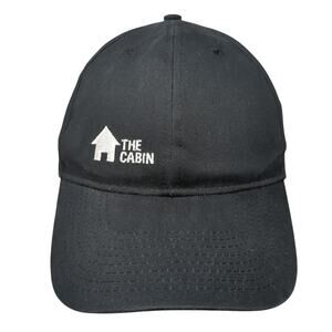 The Cabin Strapback Baseball Cap Black One Size Adjustable Embroidered Hit